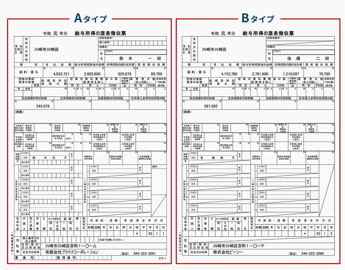 給与所得の源泉徴収票(ABタイプ)イメージ画像